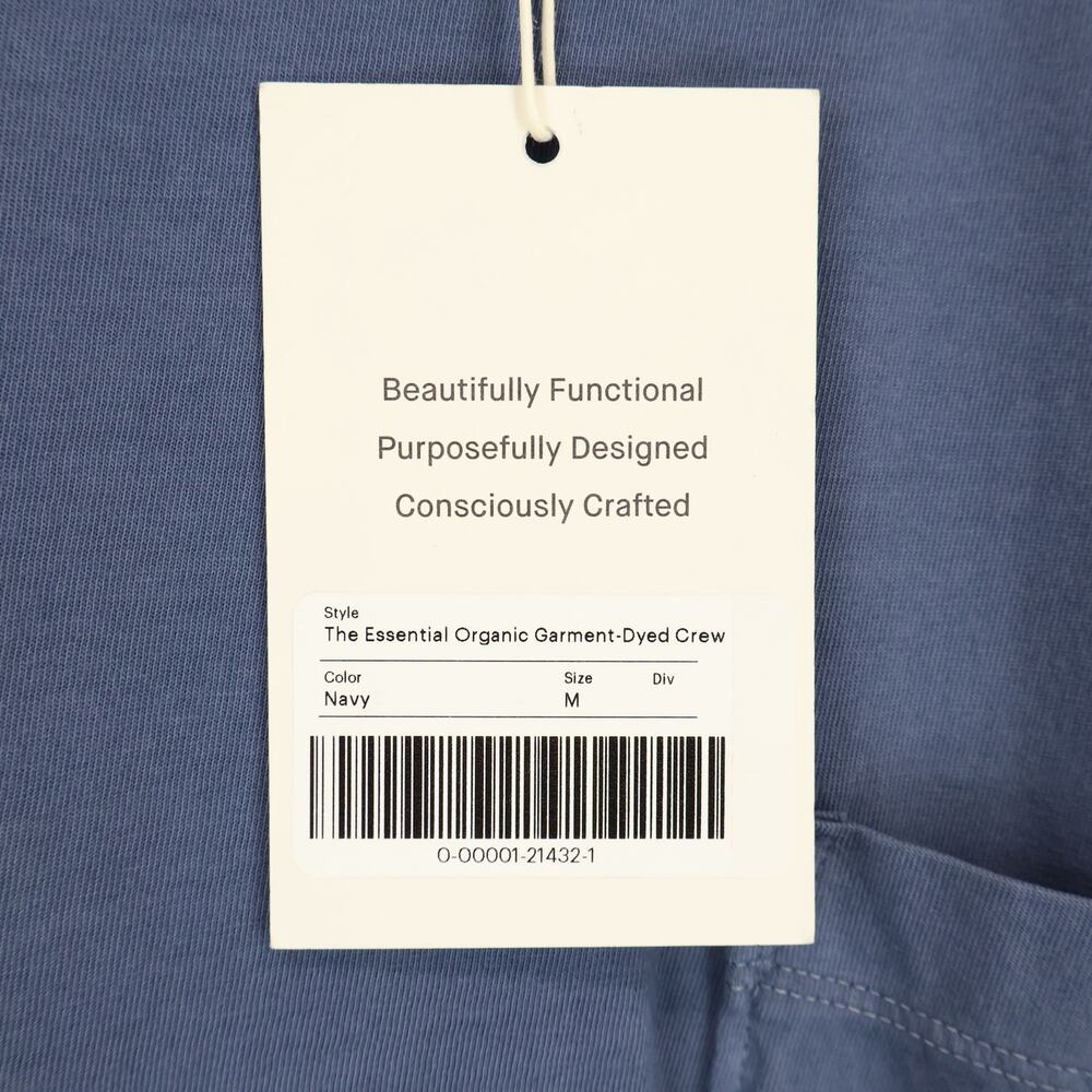 Everlane The Essential Organic Garment Dyed Crew Navy Size Medium NWT - Picture 5 of 8